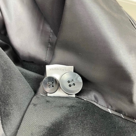 Men’s Vintage Black Button-front Murano Collared Velvet Blazer Jacket - Picture 5 of 6